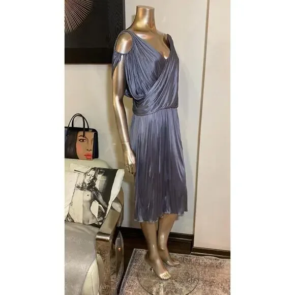Alexander McQueen Vintage Gray Ruffle Dress S/S 2007 (Size IT44)